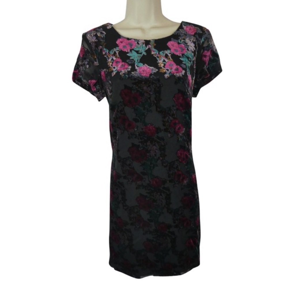 Velvet Flock Floral Sheath Dress